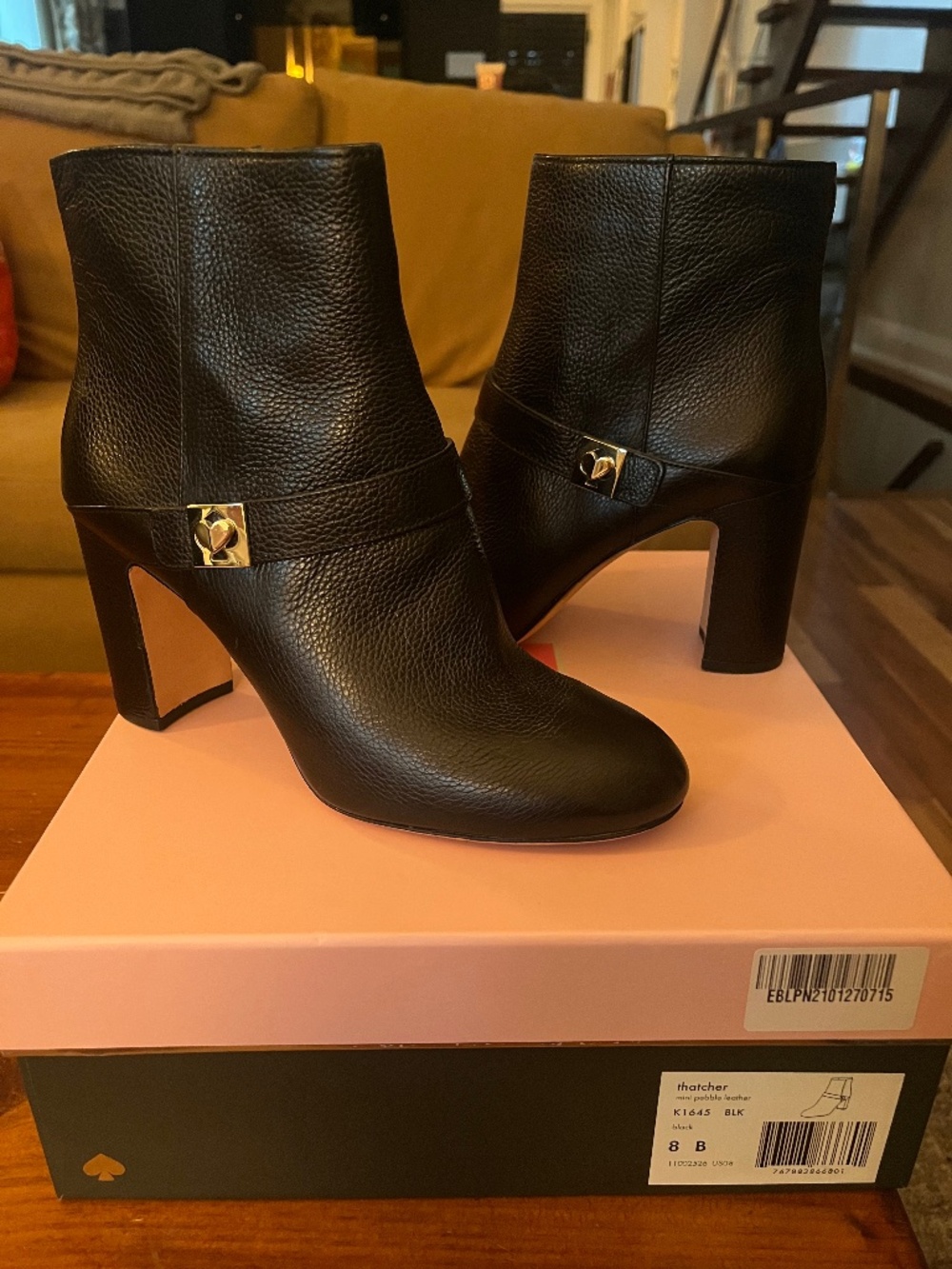 Kate Spade Black Leather Ankle Boots Size 8